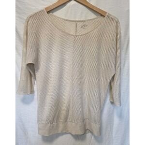 Ann Taylor LOFT Small Cream Sheer 3/4 Sleeve Blouse Shirt